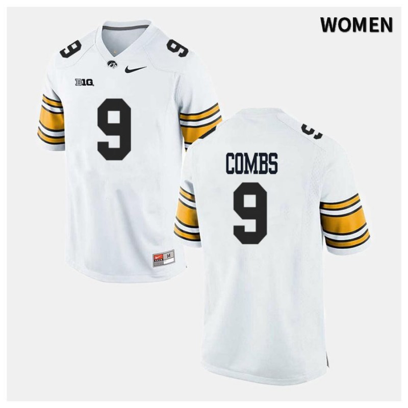 Women's Iowa Hawkeyes NCAA #9 Jack Combs White Authentic Nike Alumni Stitched College Football Jersey EE34N26YP
